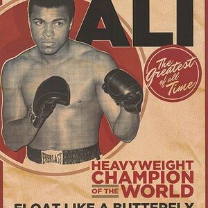 Muhammad Ali Vintage Poster - Red, Black, Cream